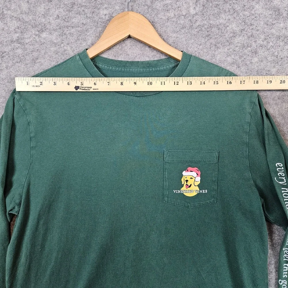 Vineyard Vines Green Long Sleeve Tee T-Shirt Size‎ M Holidays Christmas Cotton